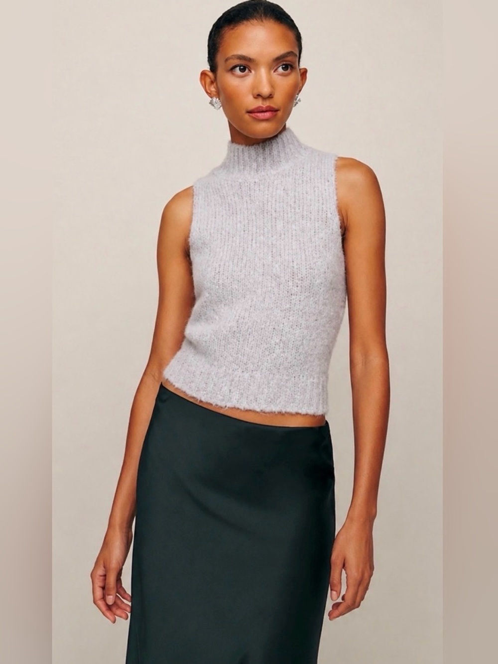 Reformation Baby  Alpaca Merino Wool Saga Knit Sweater Vest Size XL Gray Luxury